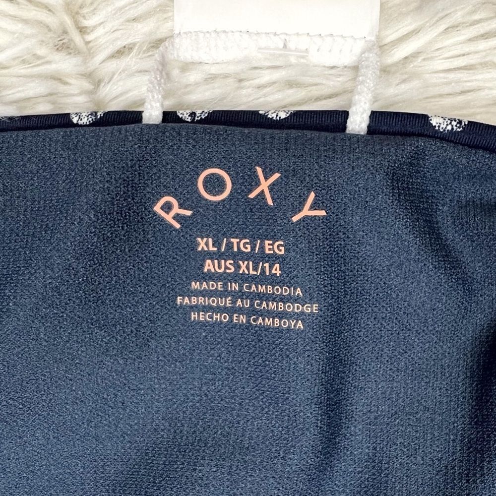 Roxy Printed Beach Classics Blue Indigo Polka Dot Side Strap Bikini Bottoms‎ XL - Picture 6 of 7